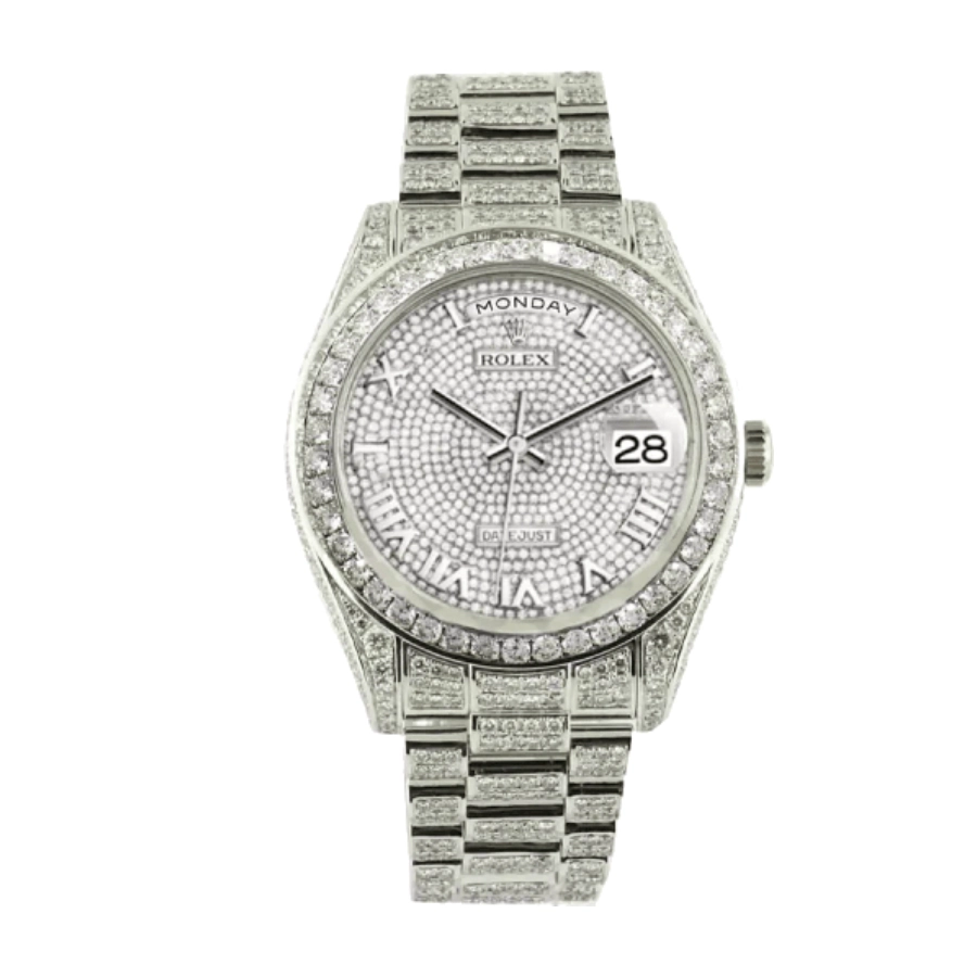 baguette-rolex-replica.webp Rolex Datejust Baguette II White Gold Iced Out Diamond Dial 116300 Replica - Image 1