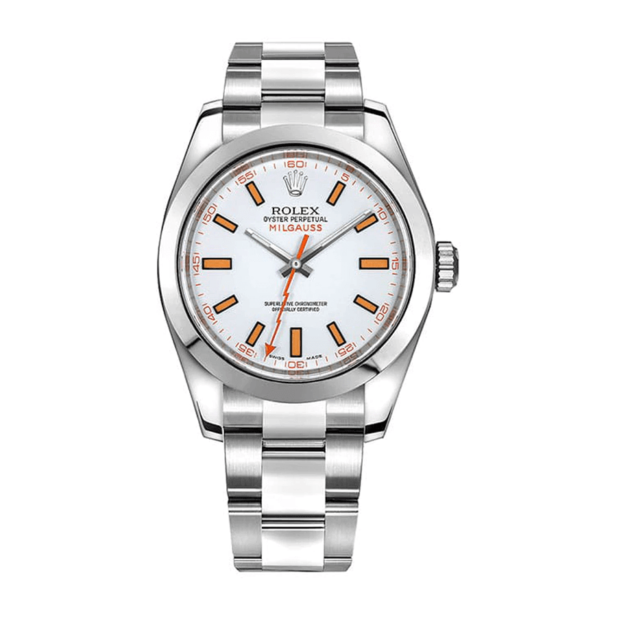 rolex-milgauss-white_dial_unitedluxury_front.png Rolex Milgauss 116400 “Z-Blue” Exceptional Replica 1:1 - Image 1